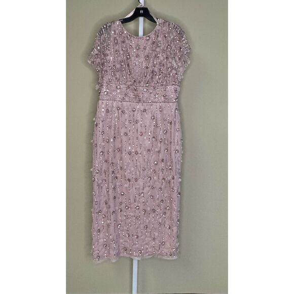 Mac Duggal Blush Embroidered Midi Dress - Picture 4 of 7